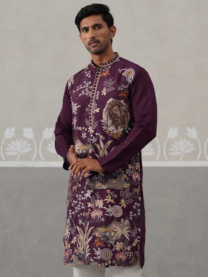 Floral Embroidered And Sequins Kurta.