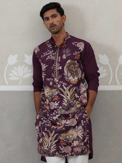 Floral Embroidered And Sequins Kurta.