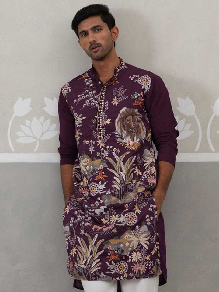Floral Embroidered And Sequins Kurta.