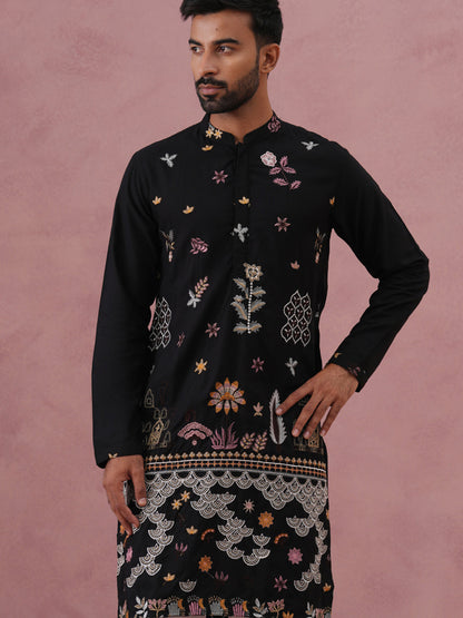 Floral Embroidered And Sequins Kurta