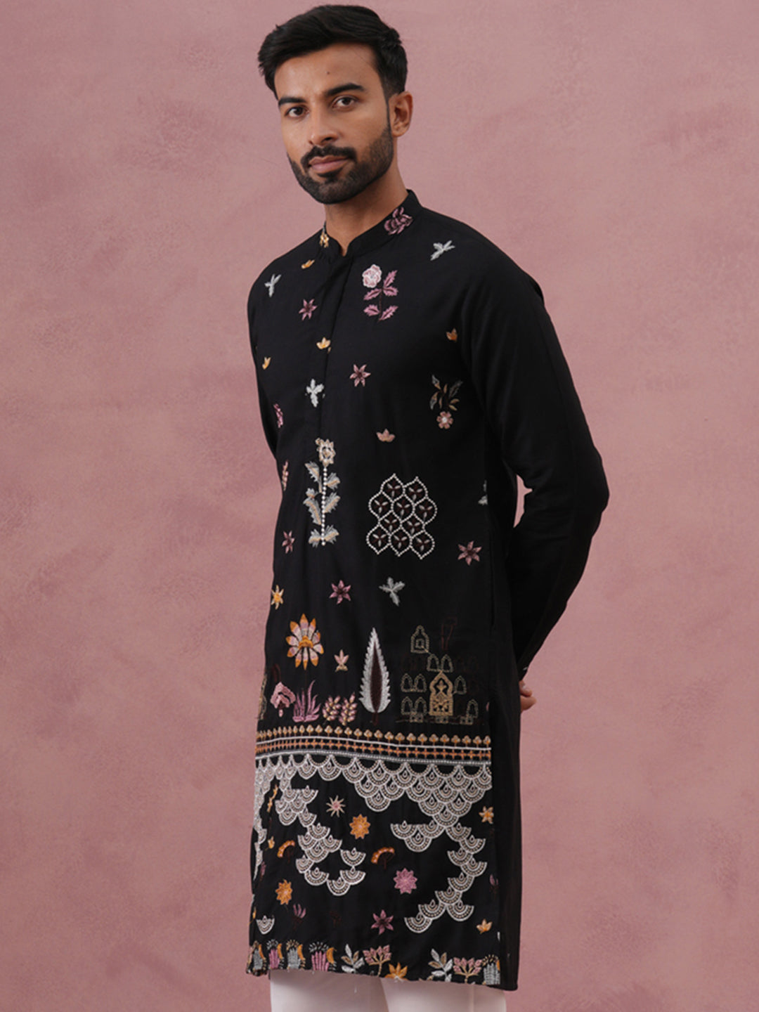 Floral Embroidered And Sequins Kurta