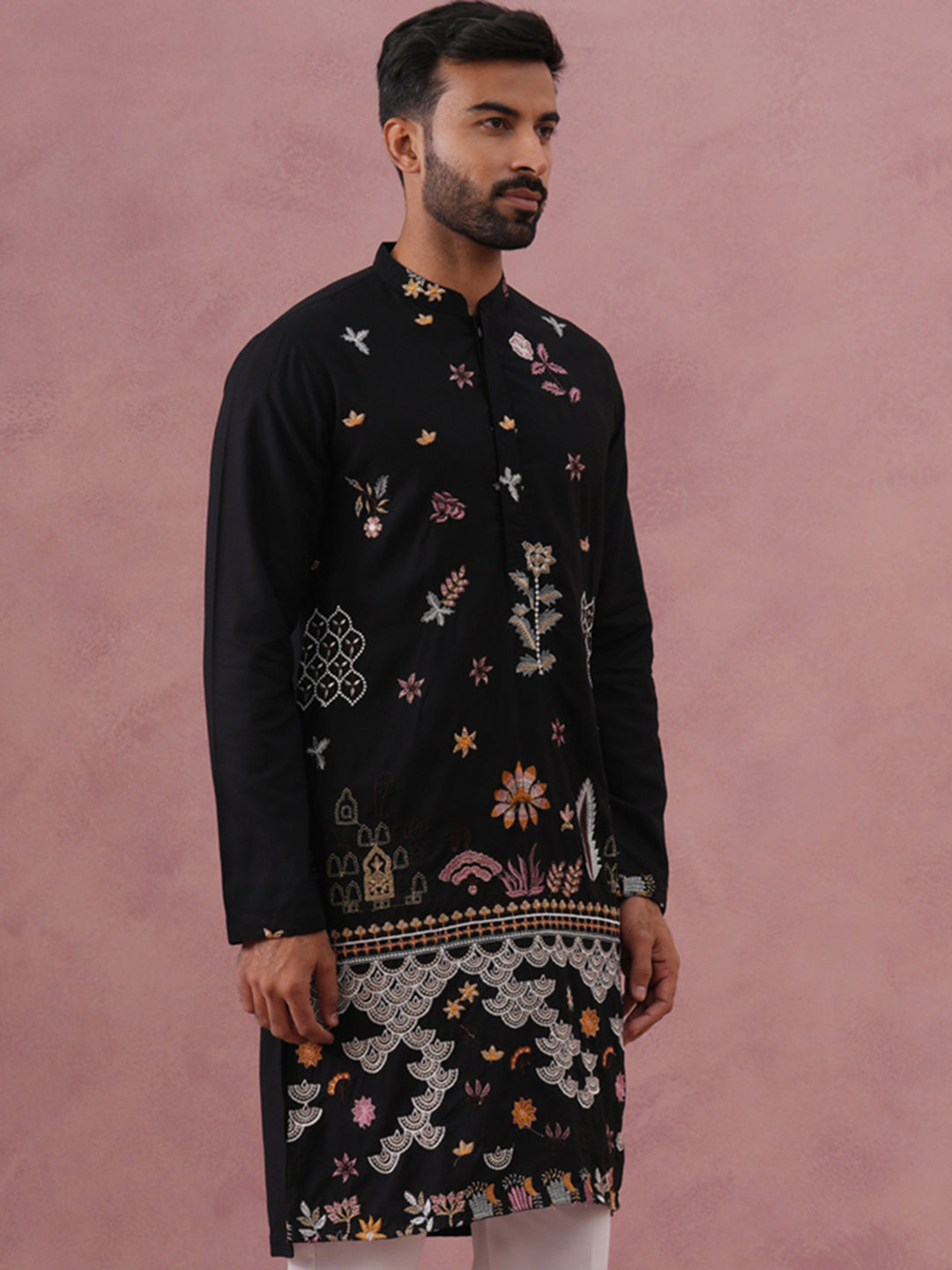 Floral Embroidered And Sequins Kurta