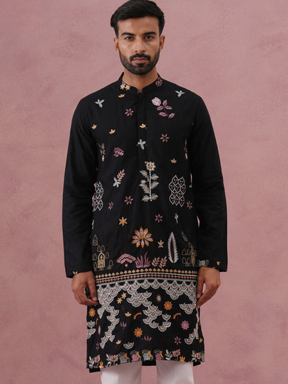 Floral Embroidered And Sequins Kurta