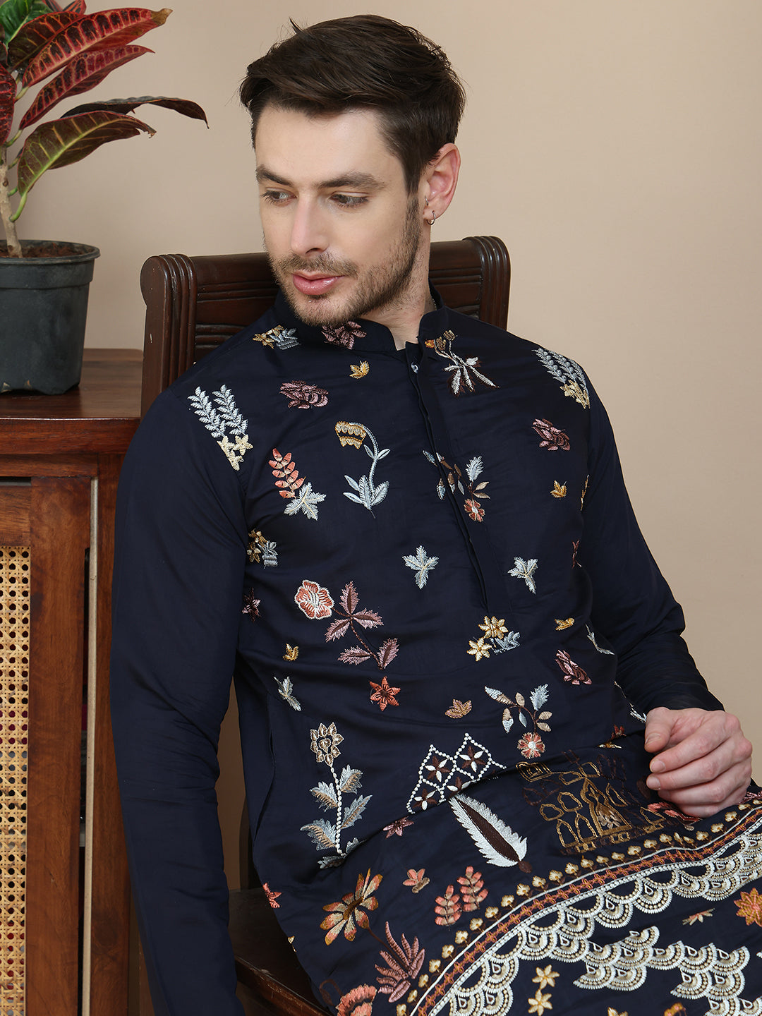 Floral Embroidered And Sequins Kurtas