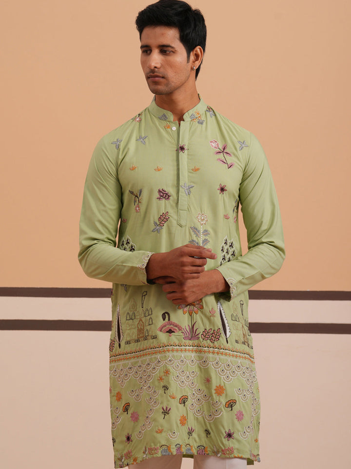 Floral Embroidered And Sequins Kurta