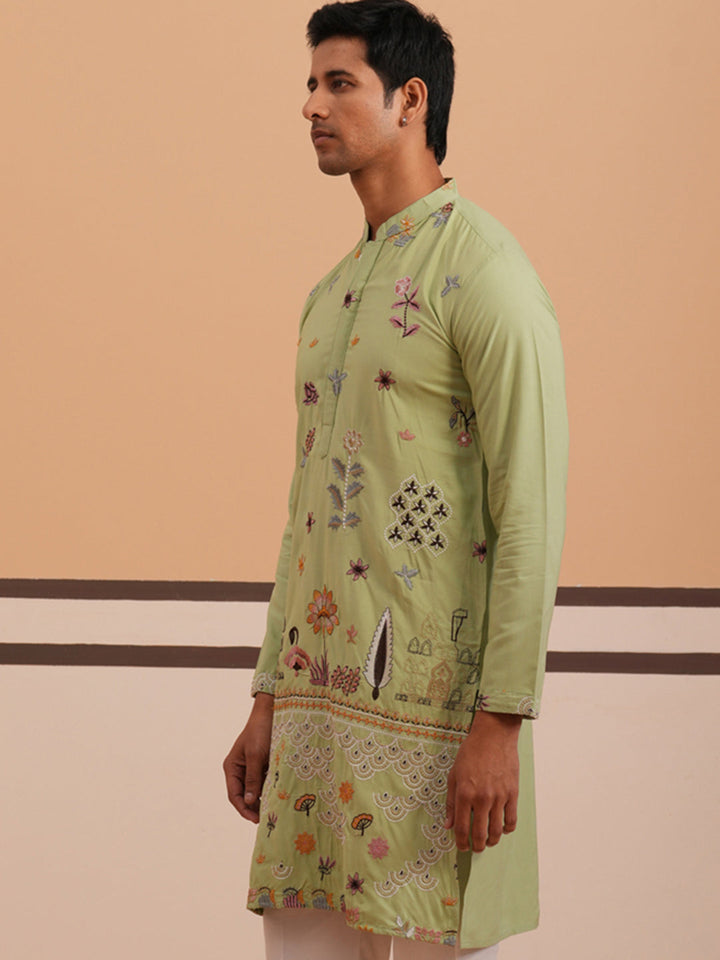 Floral Embroidered And Sequins Kurta