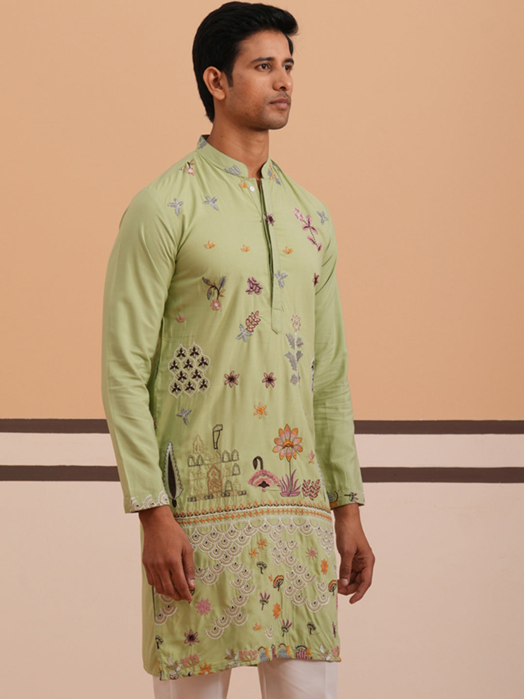 Floral Embroidered And Sequins Kurta