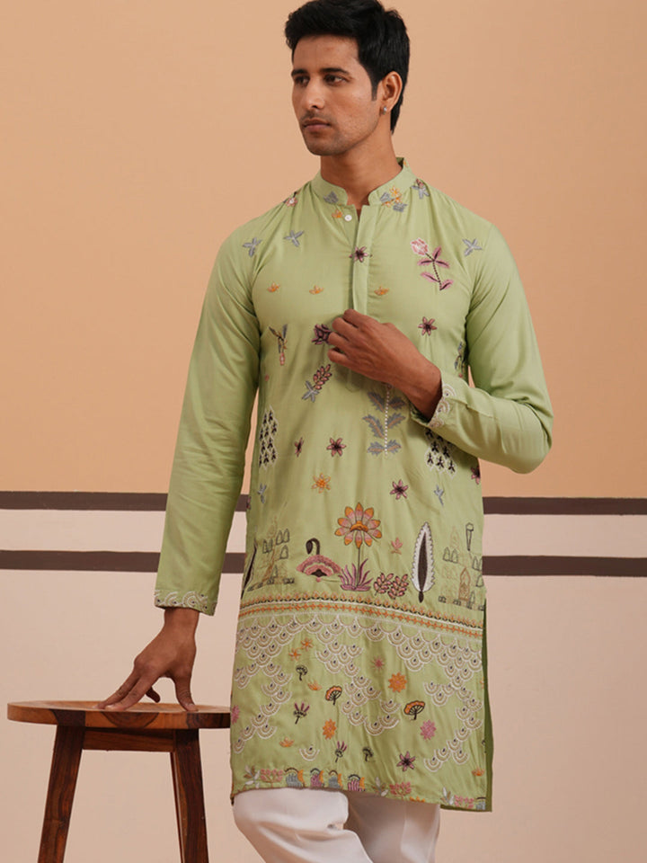 Floral Embroidered And Sequins Kurta