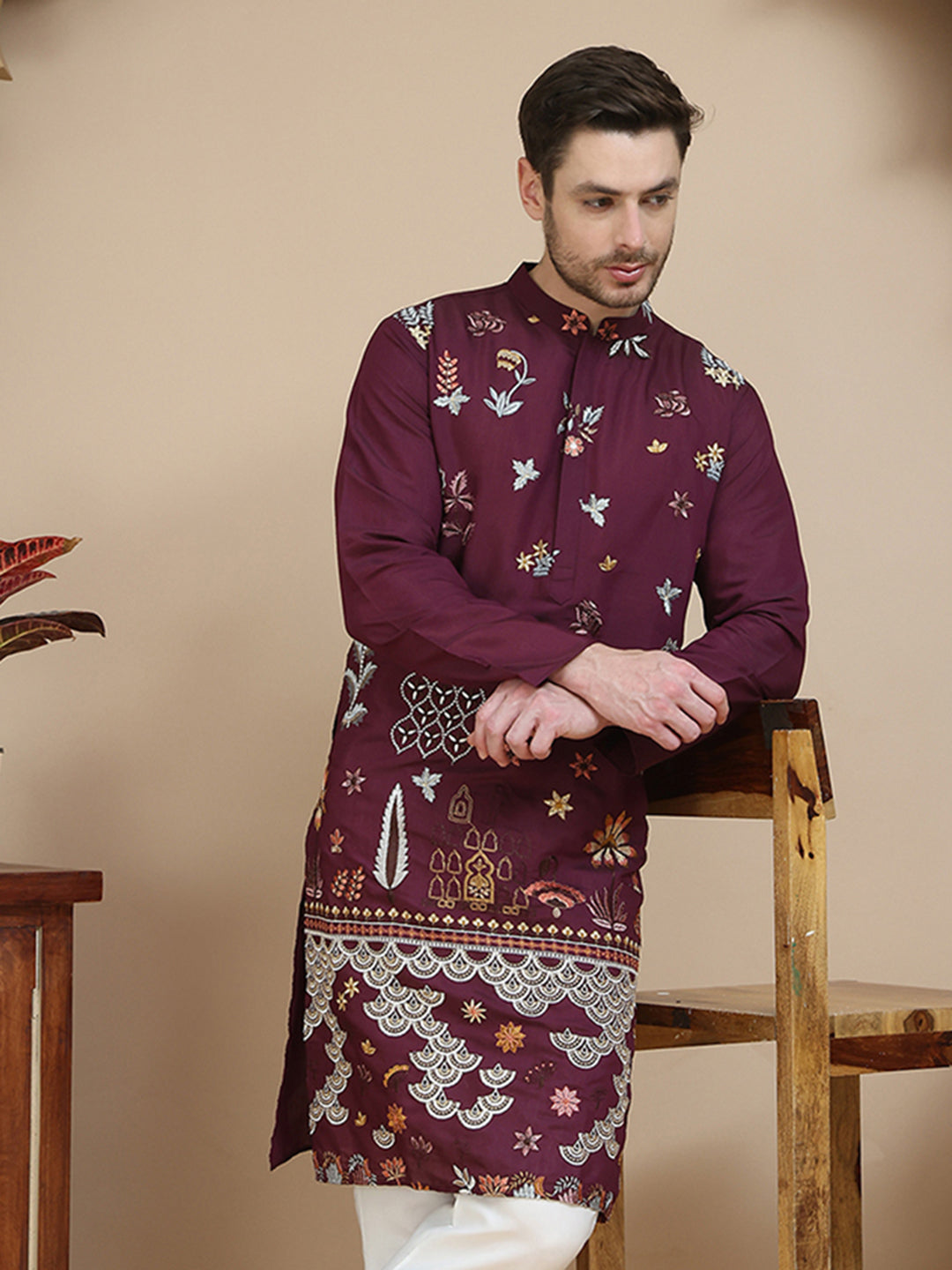 Floral Embroidered And Sequins Kurtas