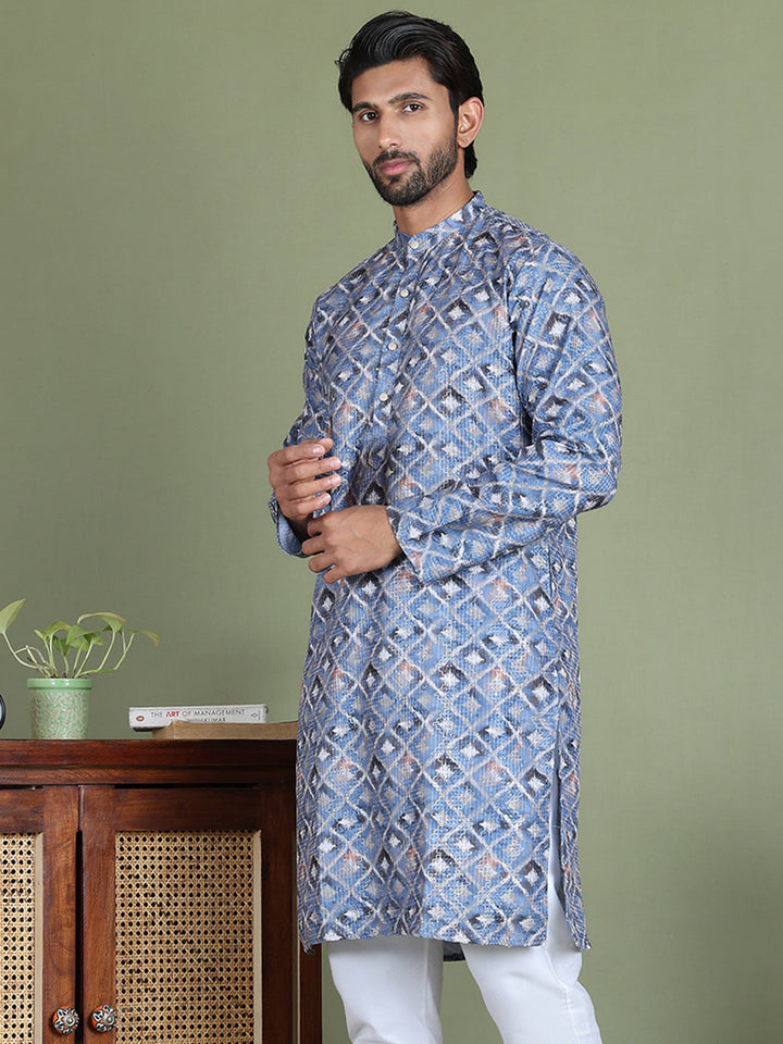 Embroidered And Printed Cotton Blend Kurtas.
