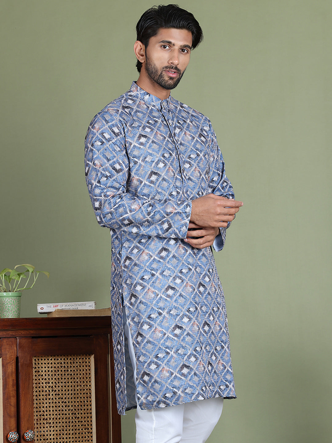 Embroidered And Printed Cotton Blend Kurtas.