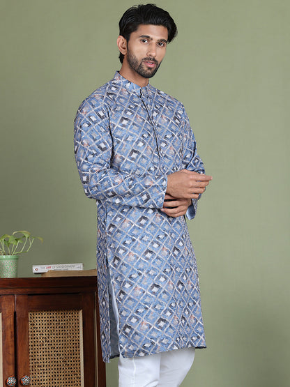 Embroidered And Printed Cotton Blend Kurtas.