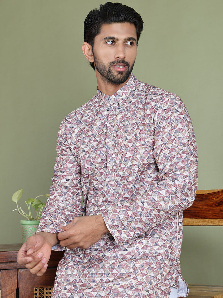Embroidered And Printed Cotton Blend Kurtas.