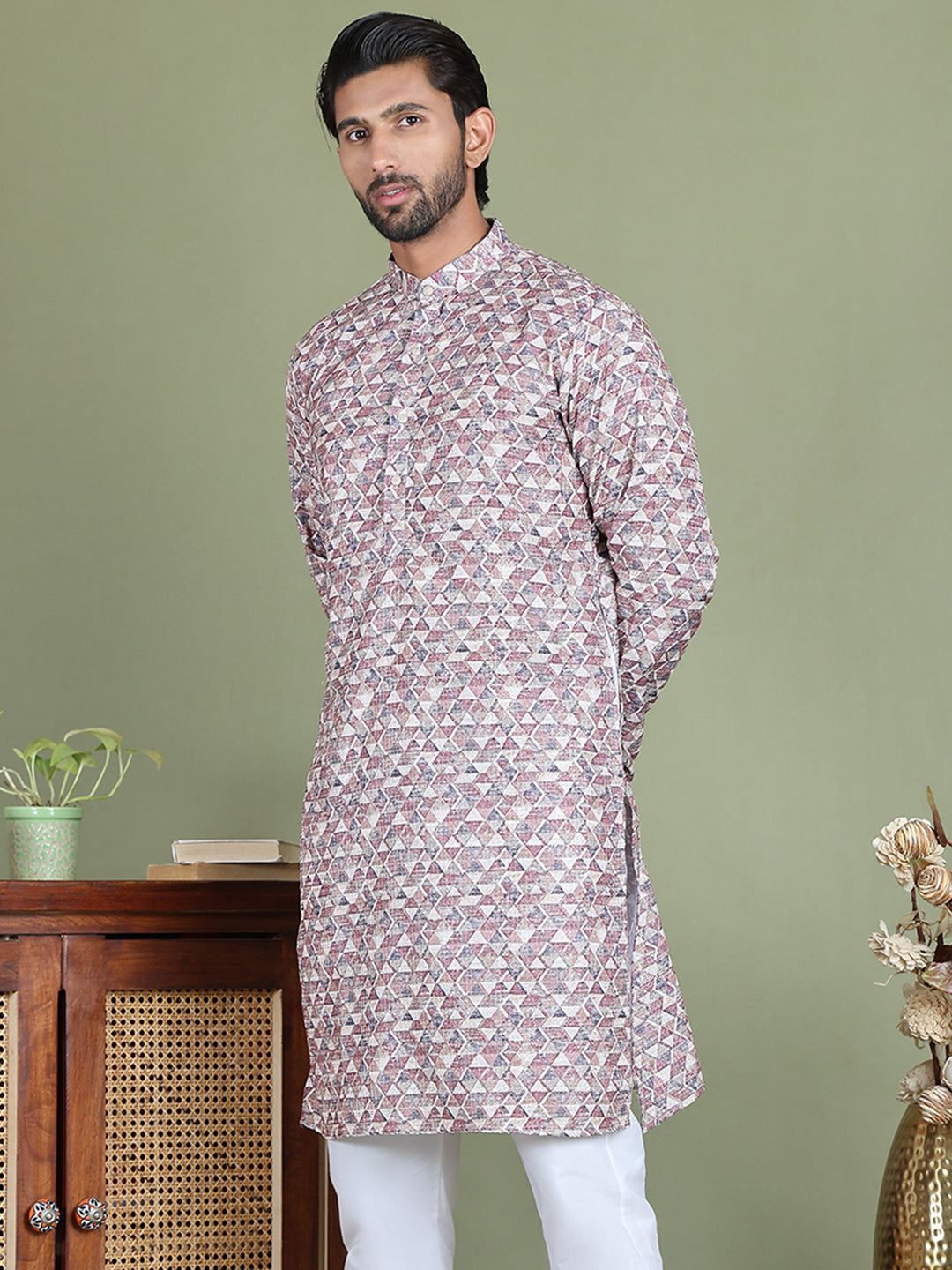 Embroidered And Printed Cotton Blend Kurtas.