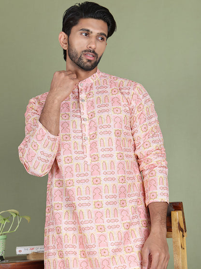 Embroidered And Printed Cotton Blend Kurtas.