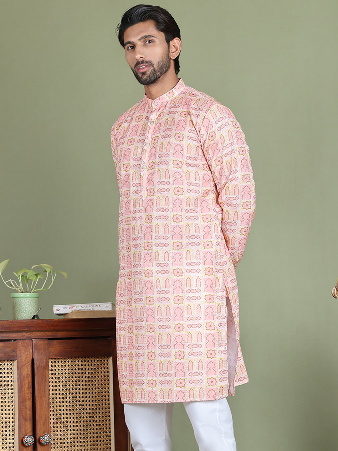 Embroidered And Printed Cotton Blend Kurtas.