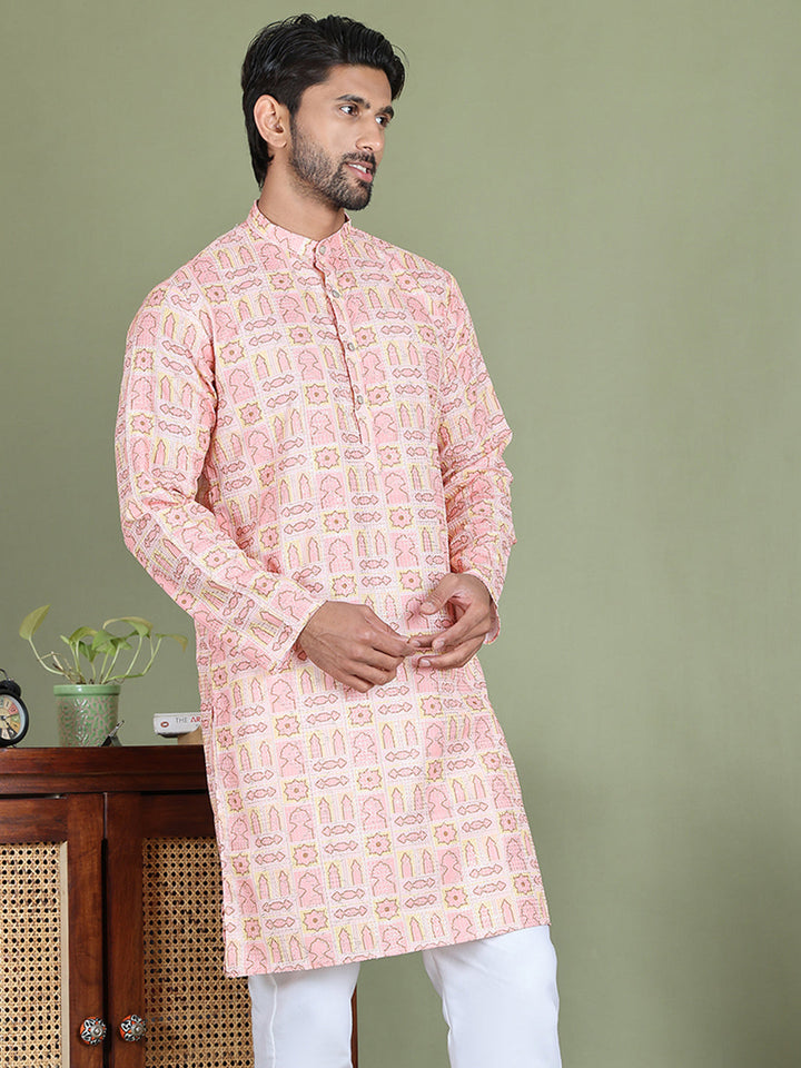 Embroidered And Printed Cotton Blend Kurtas.
