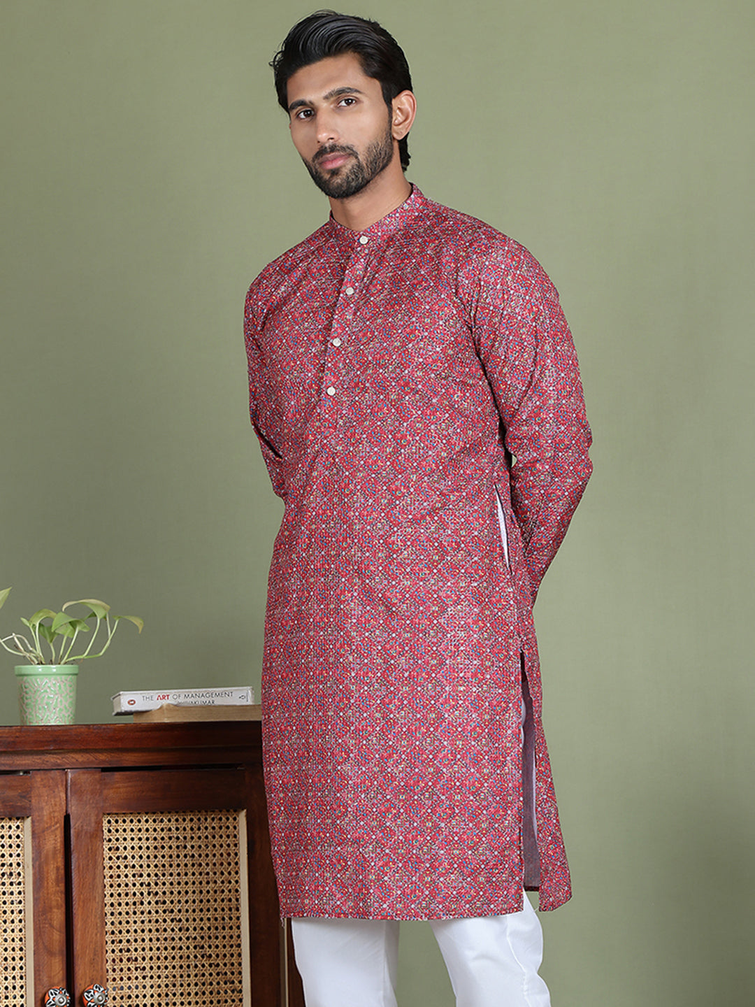 Embroidered And Printed Cotton Blend Kurtas.