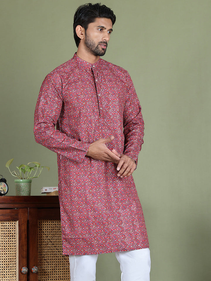 Embroidered And Printed Cotton Blend Kurtas.
