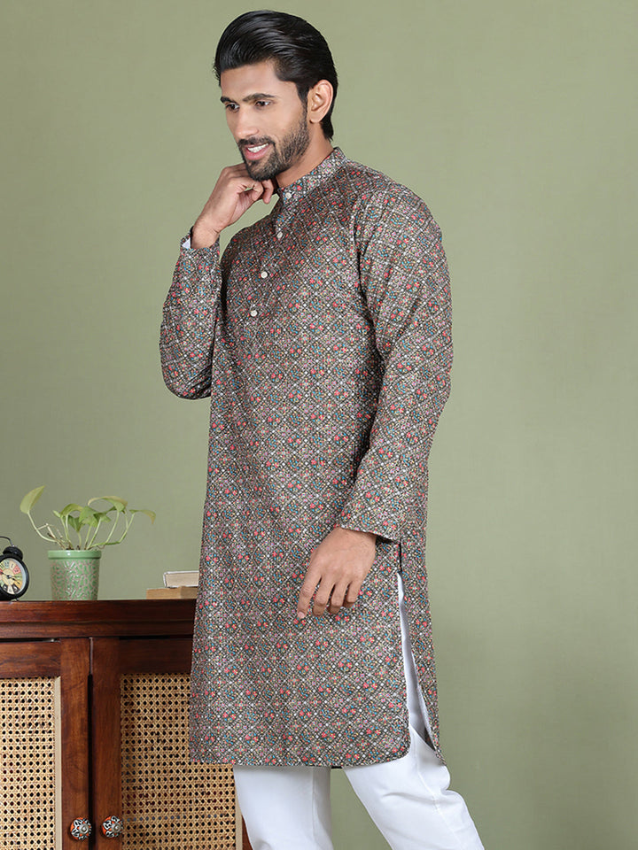 Embroidered And Printed Cotton Blend Kurtas.