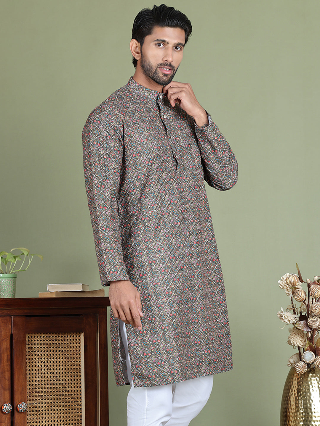 Embroidered And Printed Cotton Blend Kurtas.