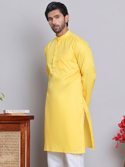 Solid Cotton Kurtas For Men