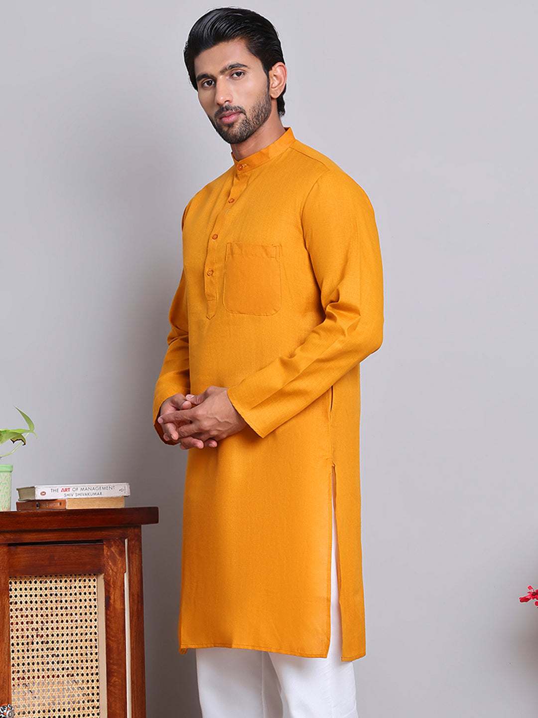 Solid Cotton Kurtas For Men