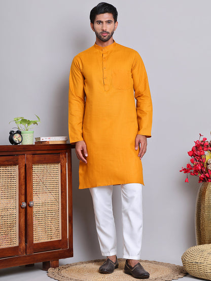 Solid Cotton Kurtas For Men