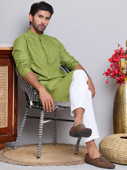 Solid Cotton Kurtas For Men