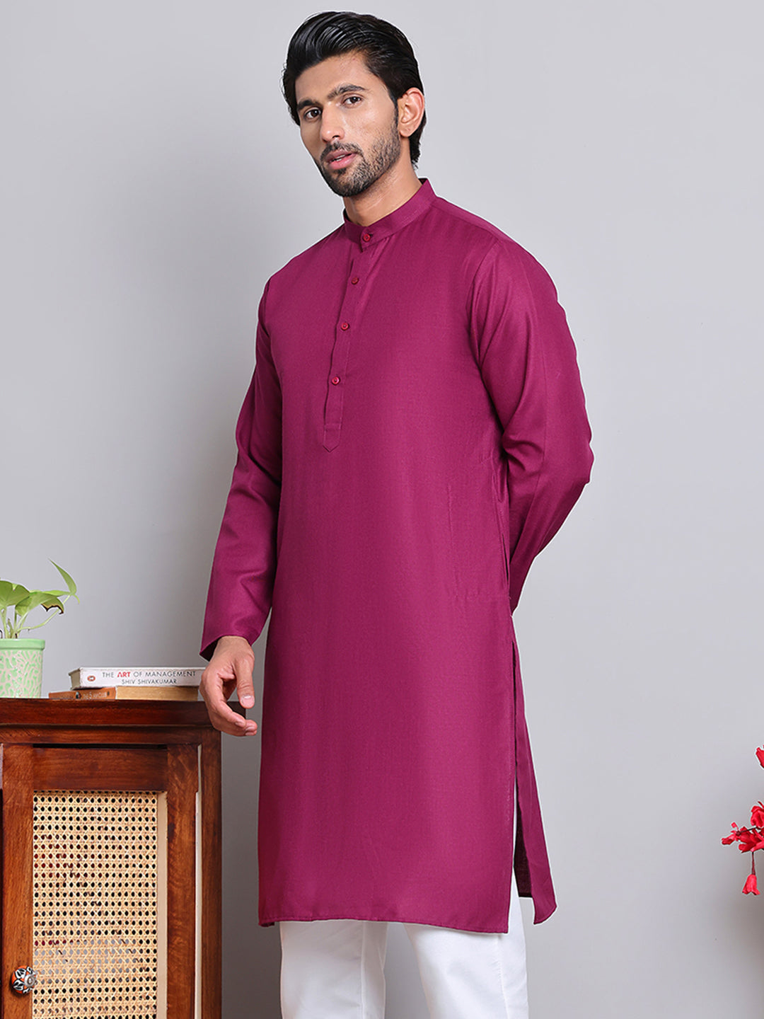 Solid Cotton Kurtas For Men
