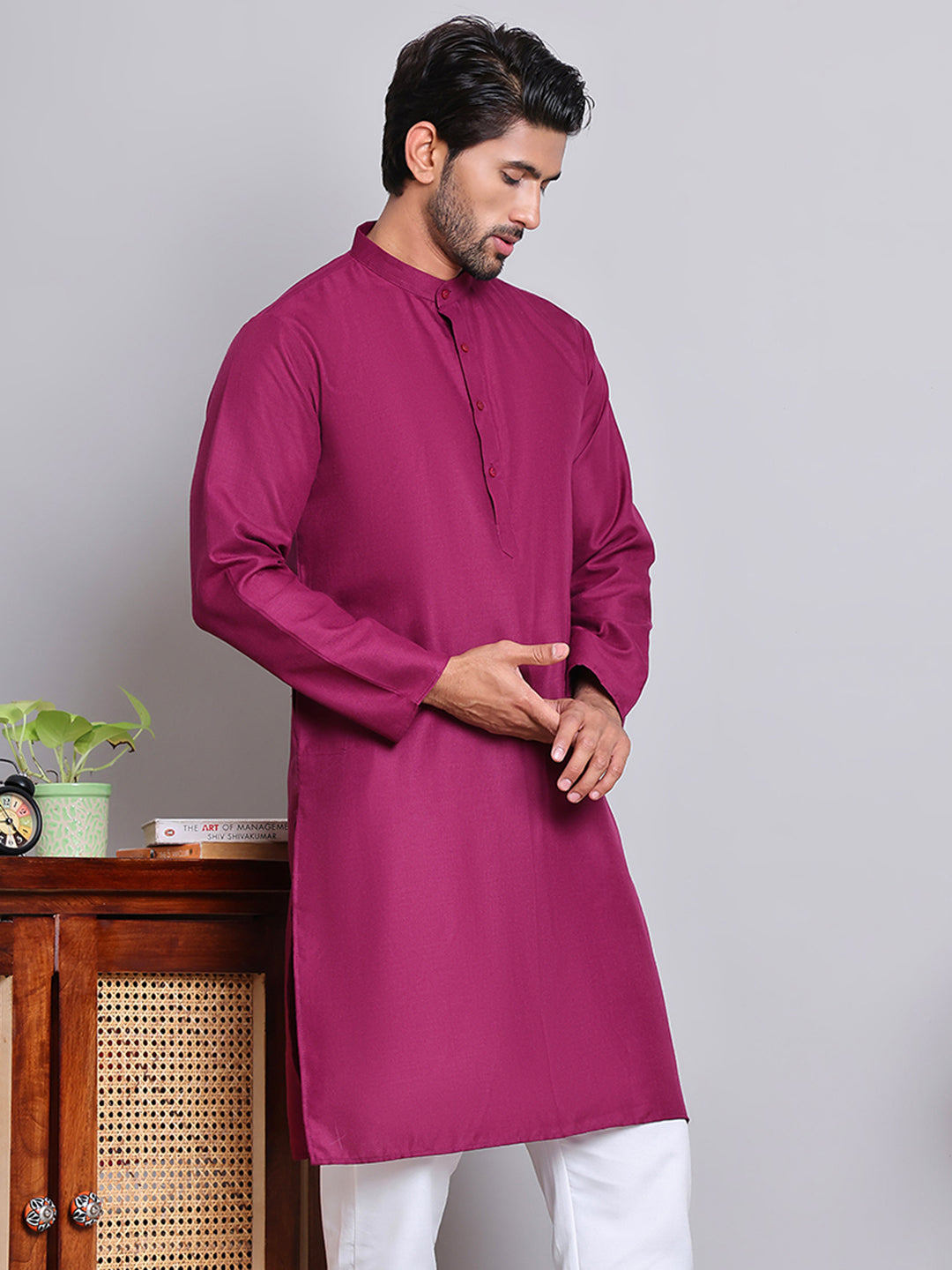 Solid Cotton Kurtas For Men