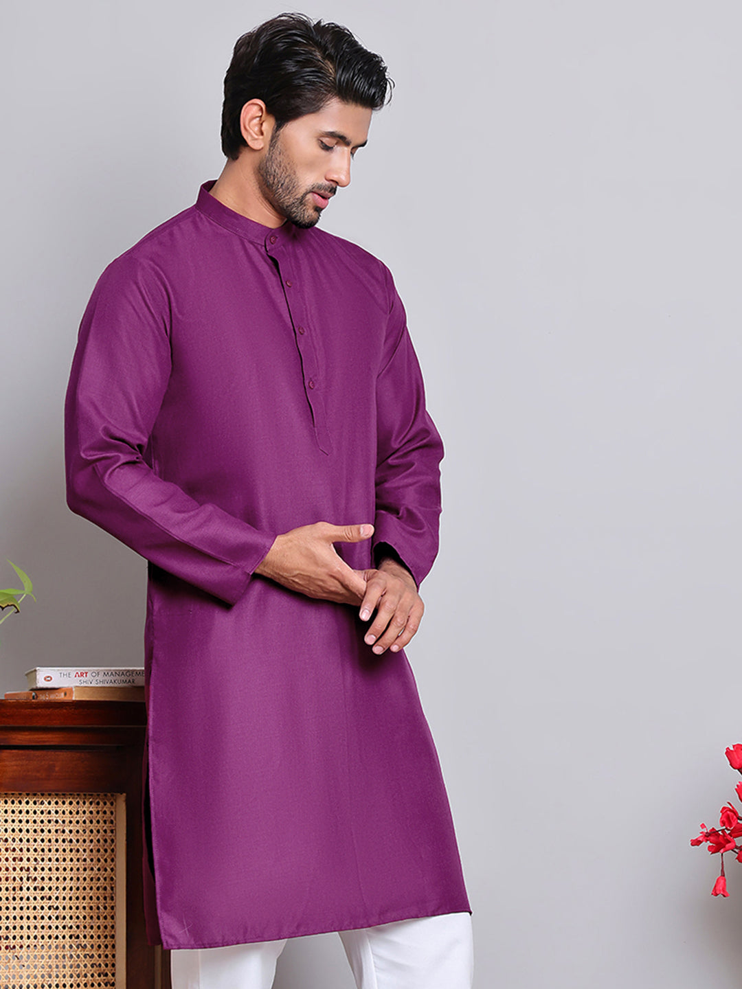 Solid Cotton Kurtas For Men