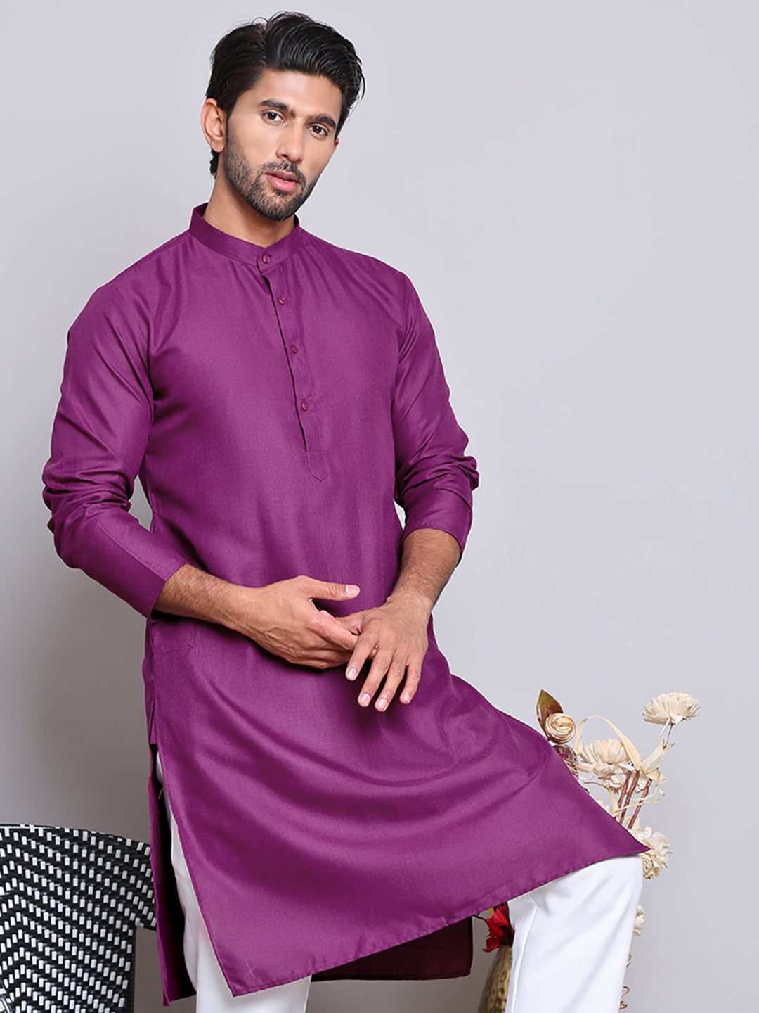 Solid Cotton Kurtas For Men