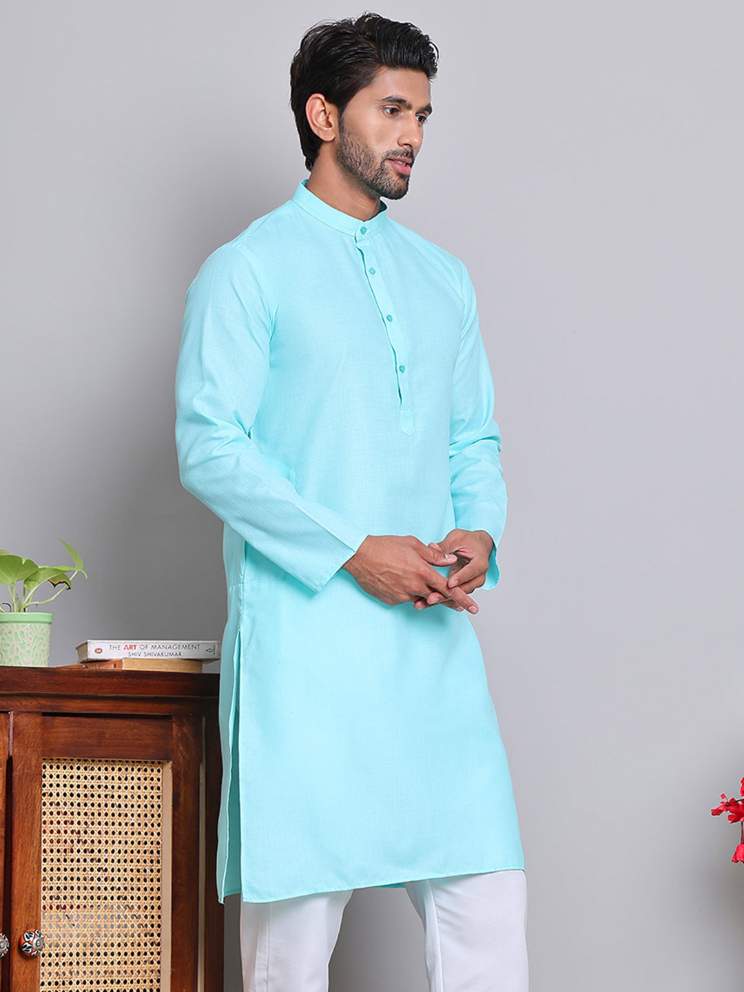 Solid Cotton Kurtas For Men