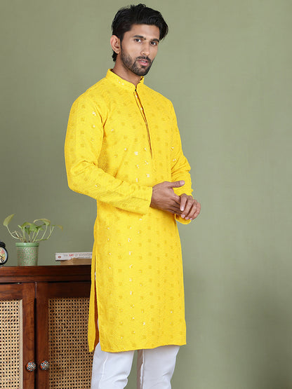 Men'S Embroidered And Sequence Kurtas.