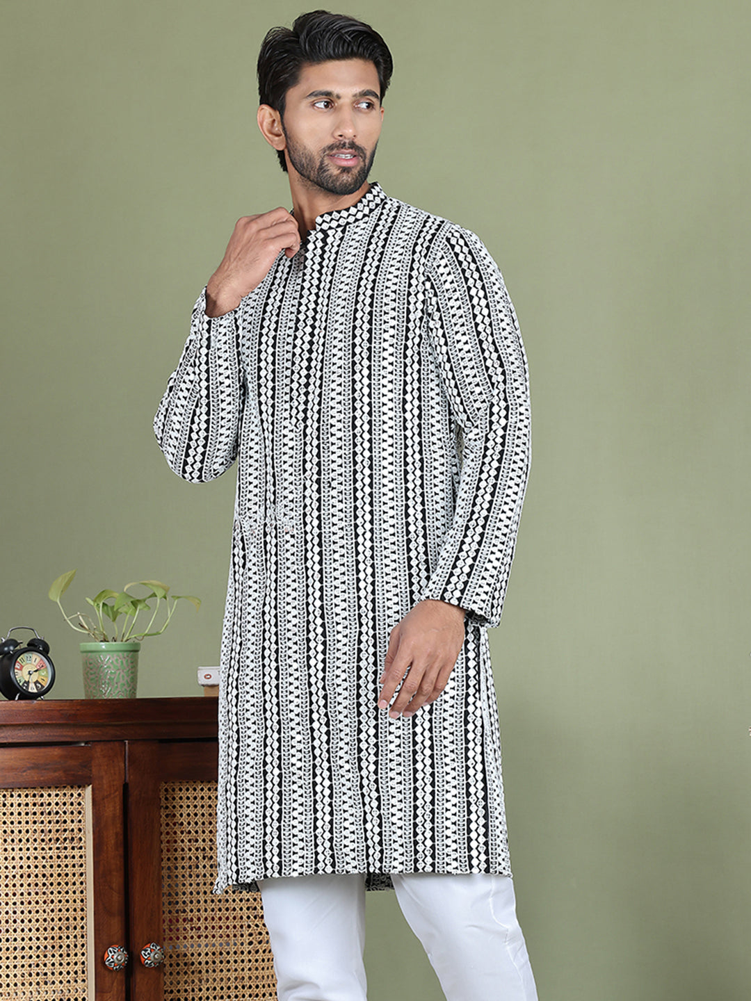 Embroidered And Mirror Work Kurtas.