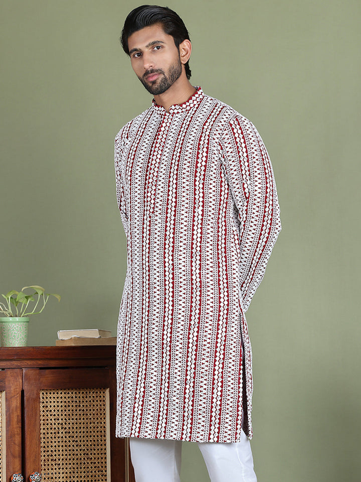 Embroidered And Mirror Work Kurtas.