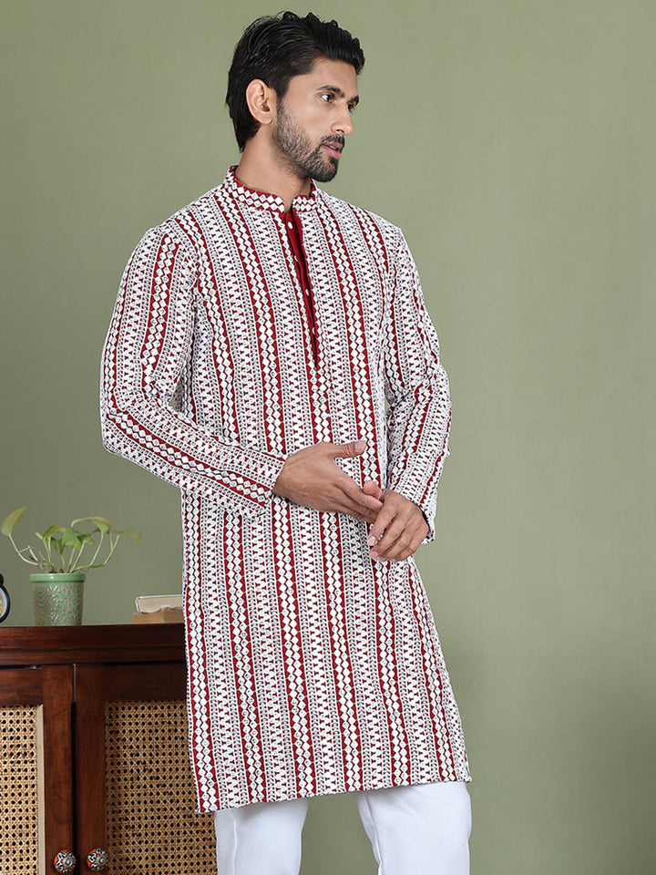 Embroidered And Mirror Work Kurtas.