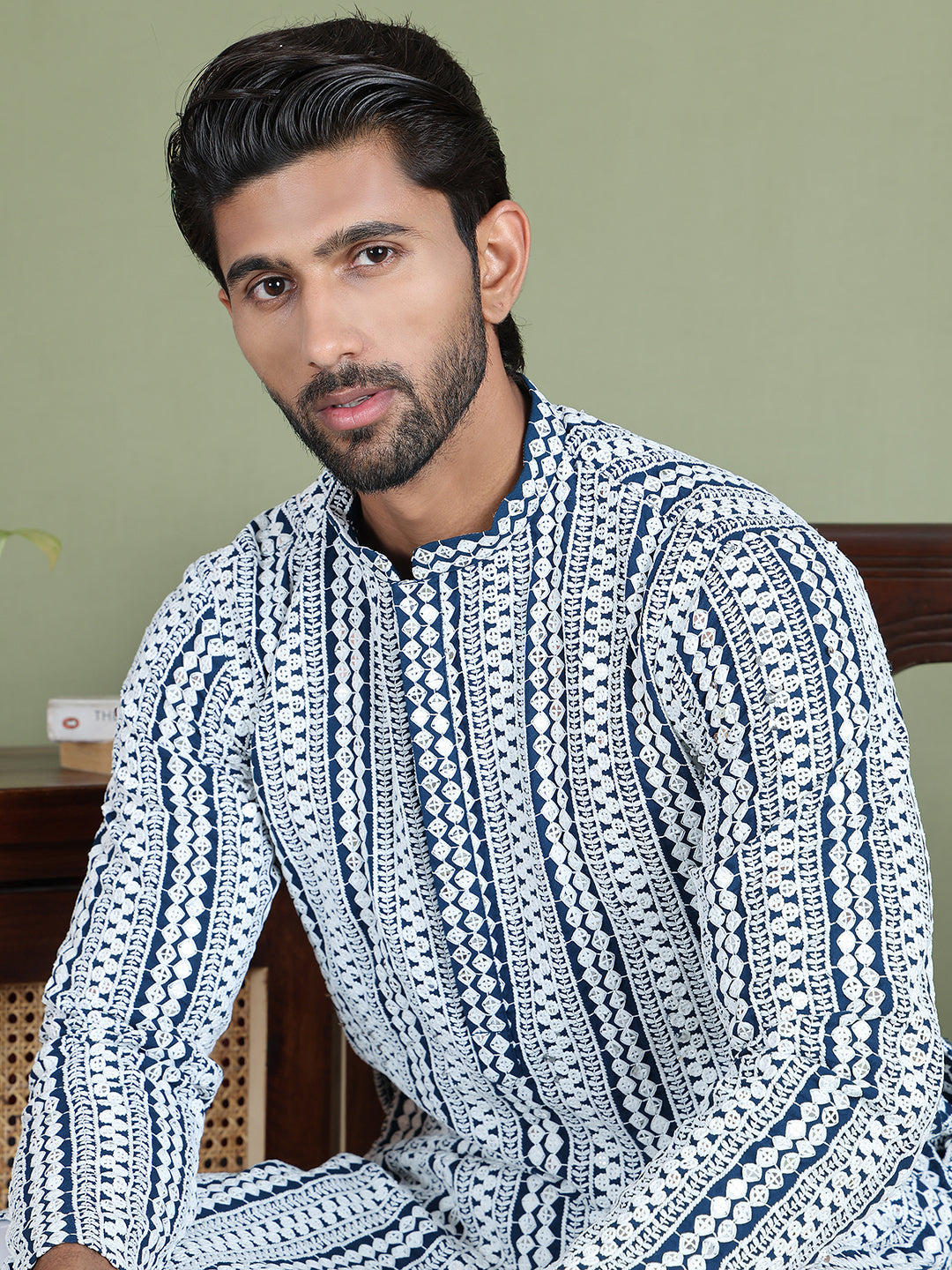 Embroidered And Mirror Work Kurtas.