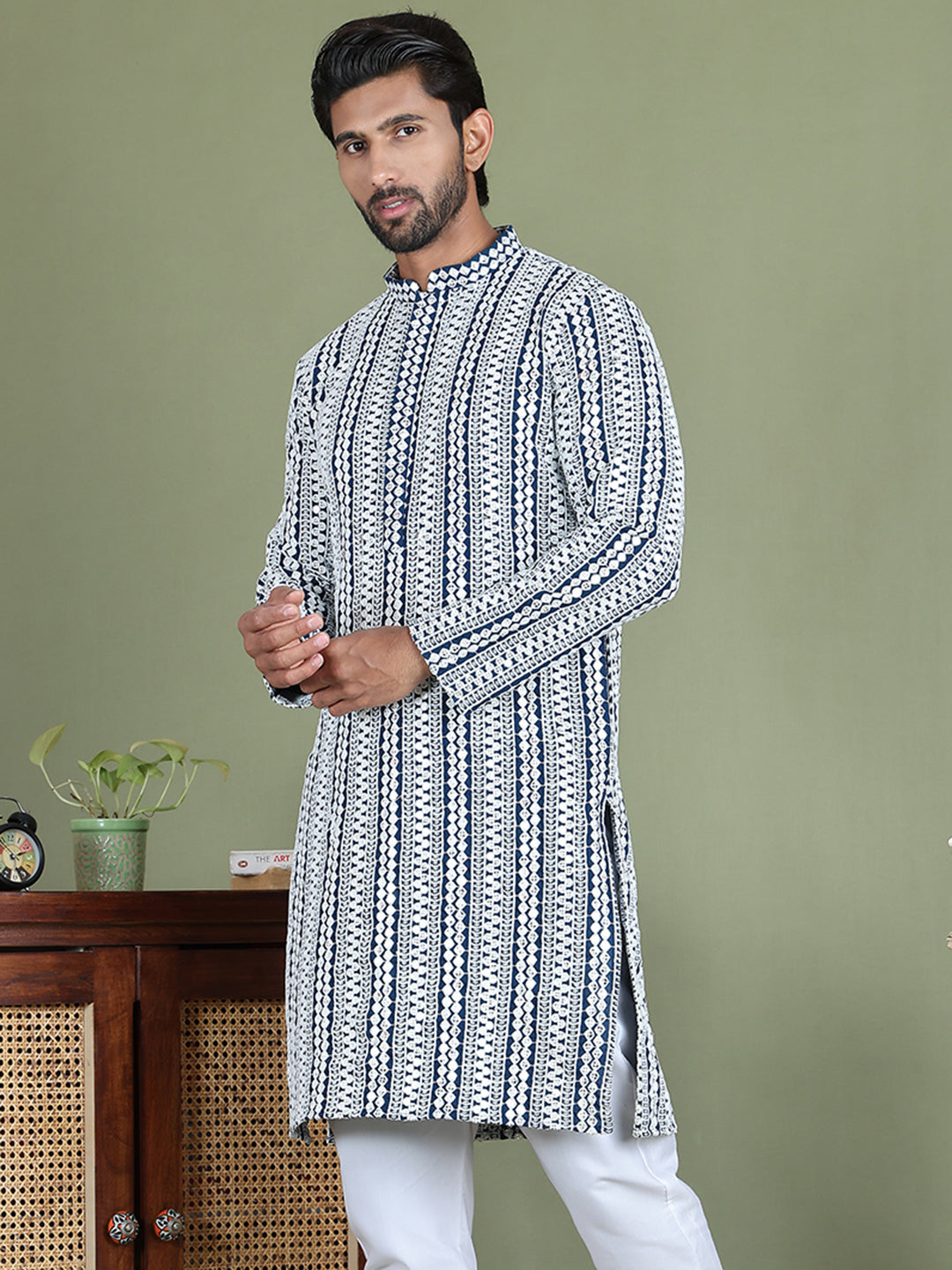 Embroidered And Mirror Work Kurtas.