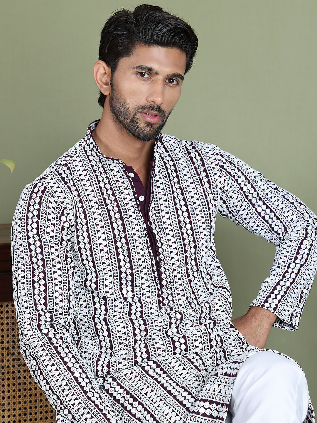 Embroidered And Mirror Work Kurtas.