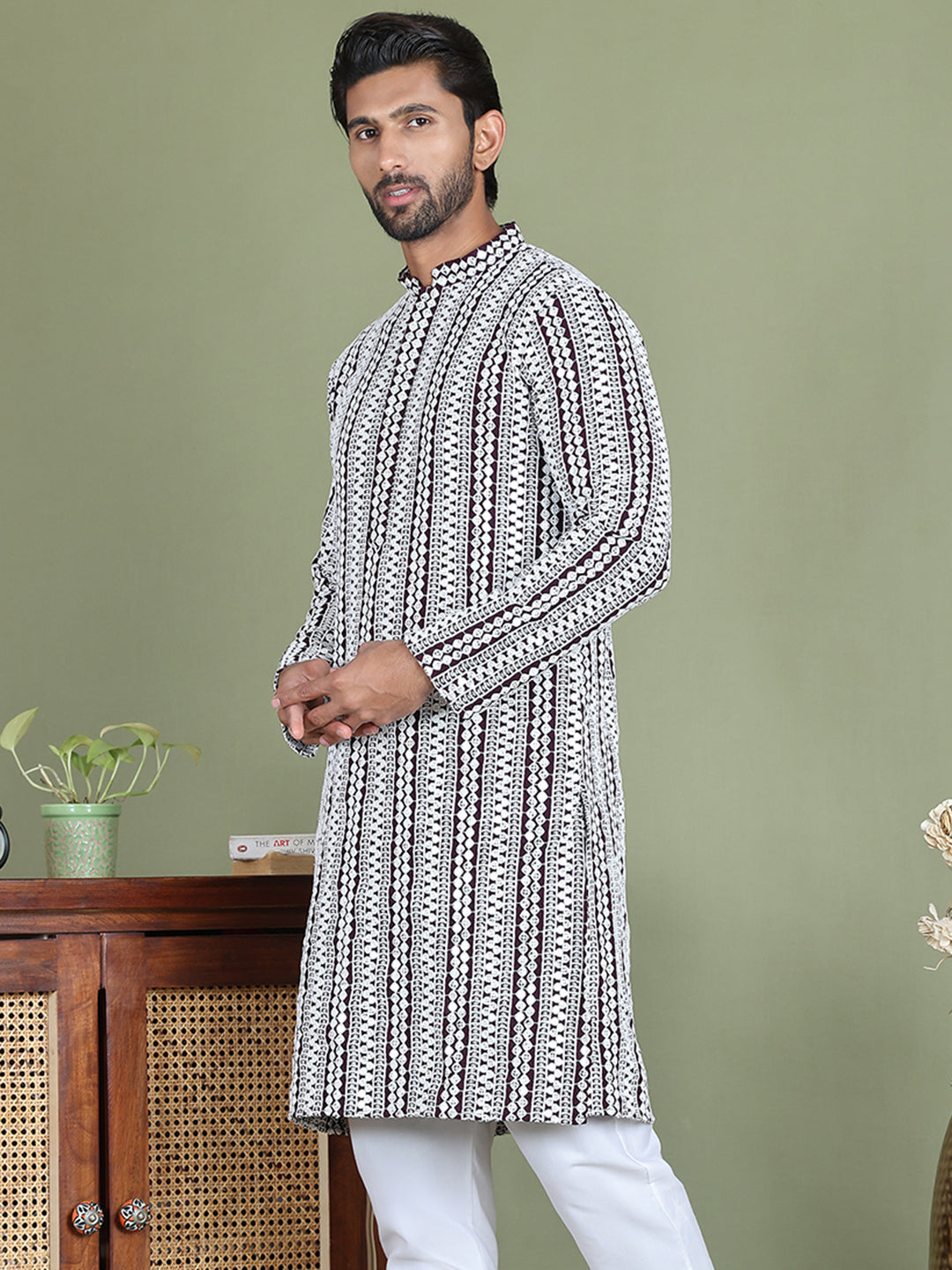 Embroidered And Mirror Work Kurtas.