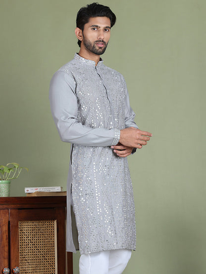 Embroidered And Mirror Work Kurtas For Men