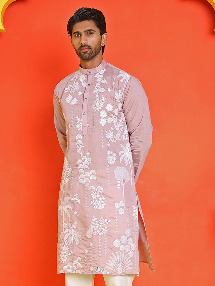 Embroidered Straight Kurtas For Men