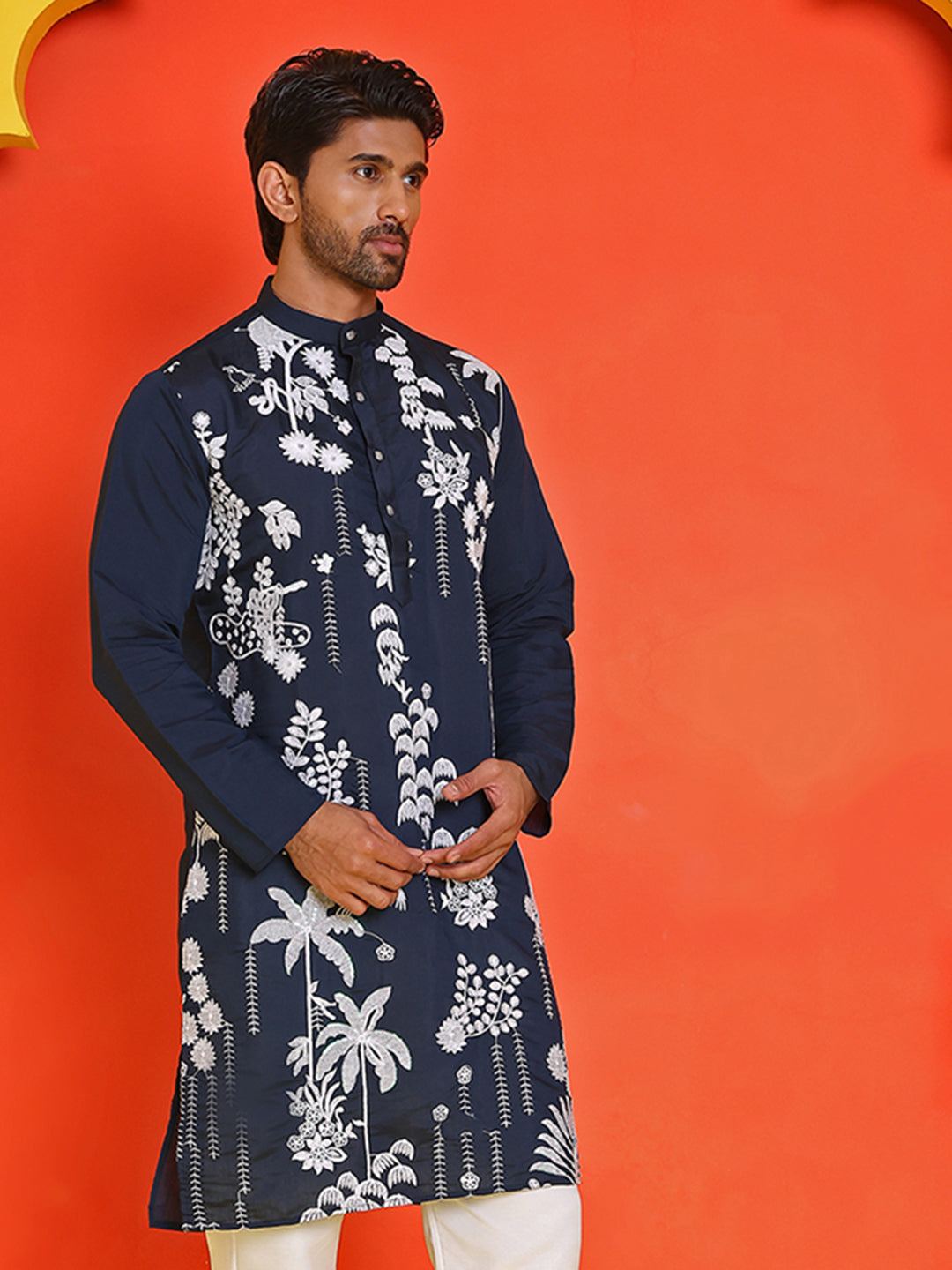 Embroidered Straight Kurtas For Men