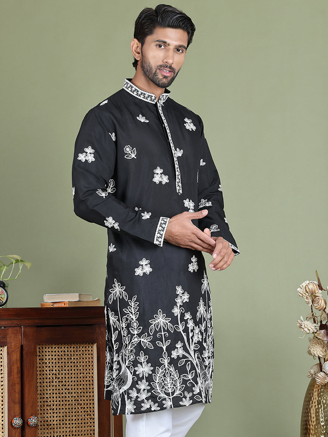 Floral Embroidered And Sequins Kurtas