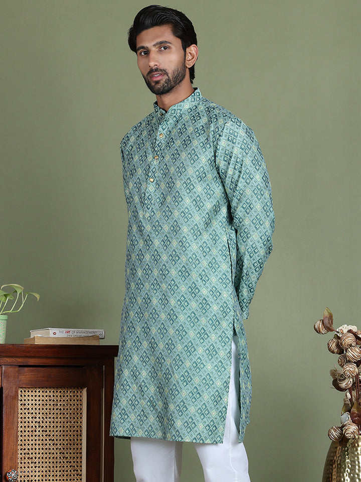 Blue Woven Design Straight Kurtas