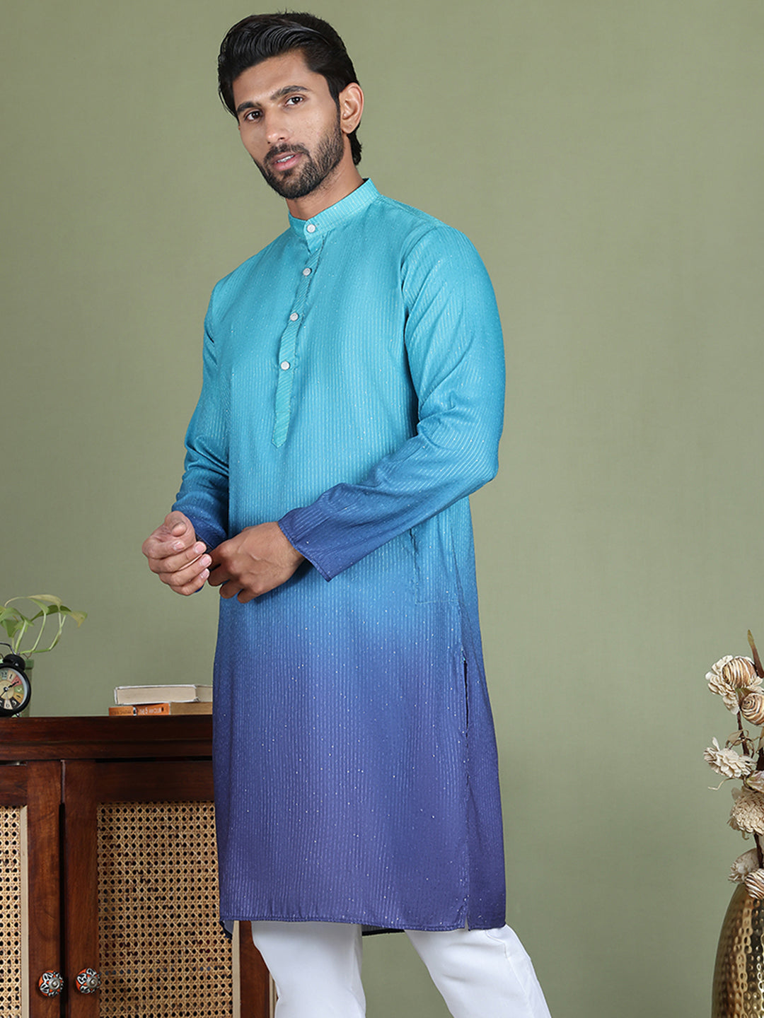 Sequins And Ombre Design Kurtas For Men