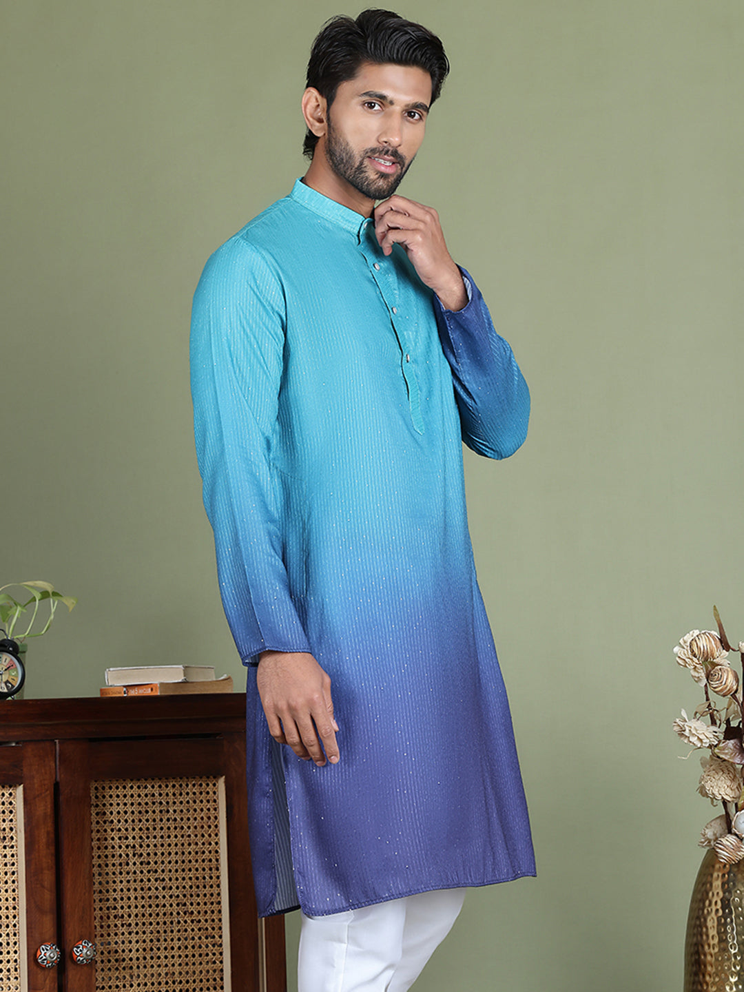 Sequins And Ombre Design Kurtas For Men
