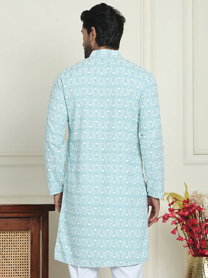 Embroidered And Sequins Straight Kurtas For Men